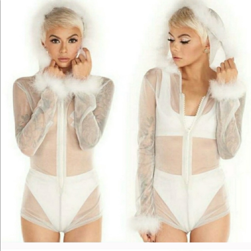 IHeartRaves white mesh body suit